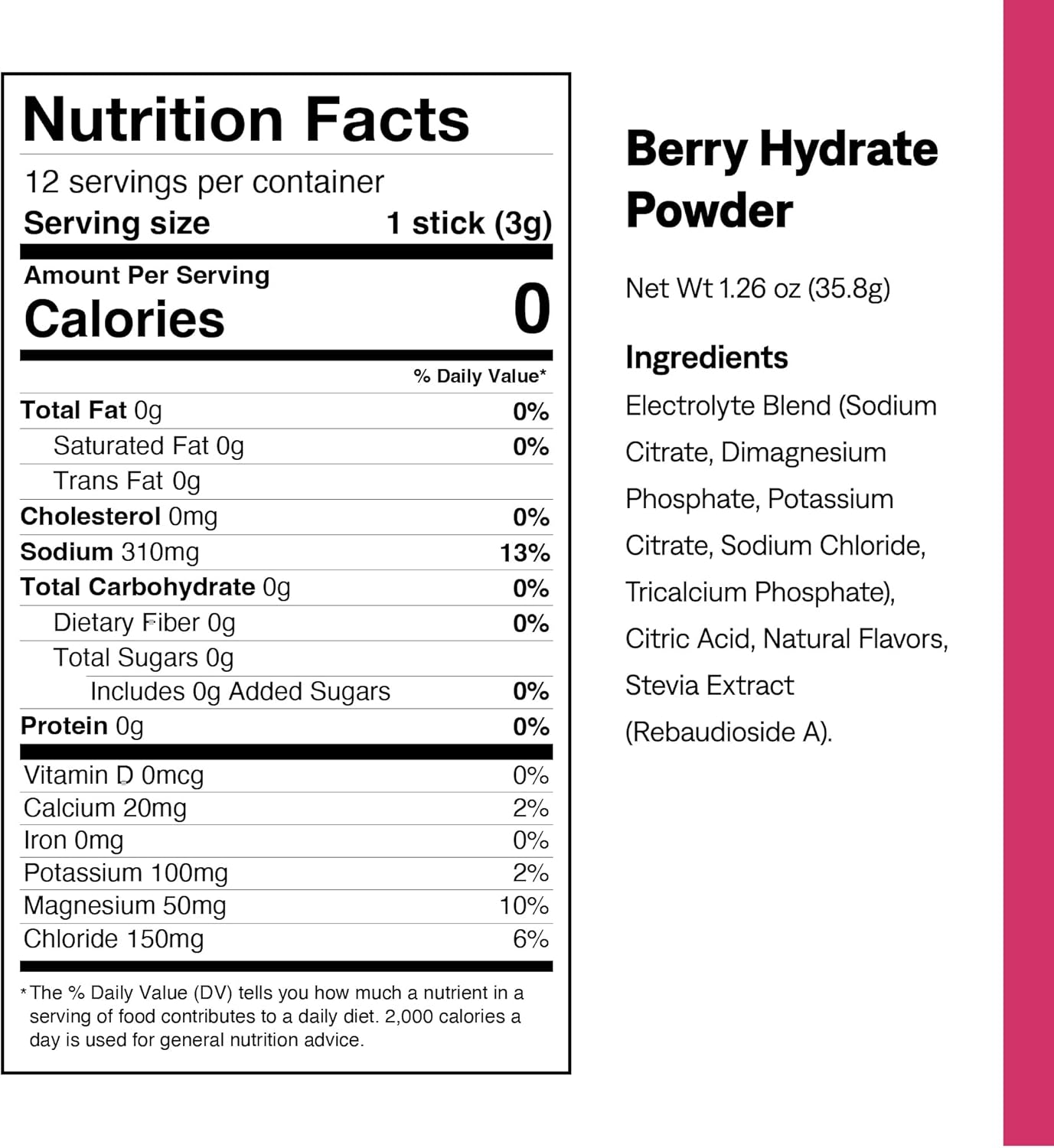 Berry UCAN Hydrate Electrolyte Drink Mix - 12 Stickpacks, Sugar-Free, Keto, Vegan, Non-GMO, Gluten-Free - Potassium & Magnesium for Runners & Athletes