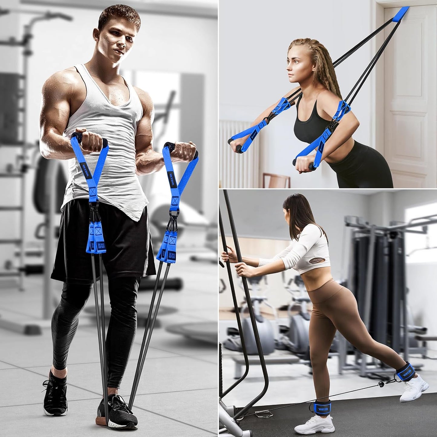 BesBiu Heavy Resistance Bands Set for Men, 300lbs/360lbs Workout Bands with Handles, Door Anchor, Ankle Straps - Home Gym Strength Training Equipment for Stretching