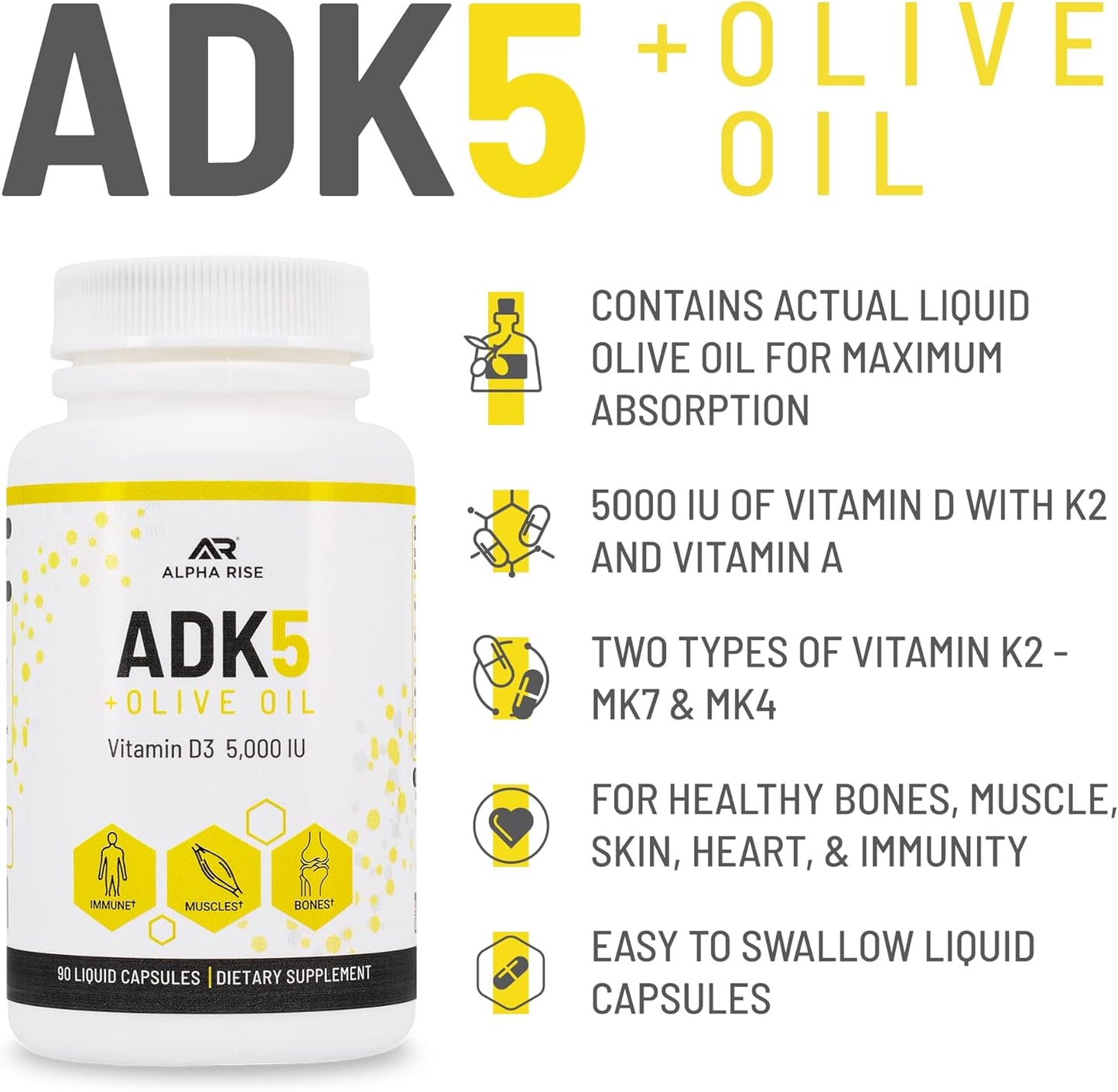 Best Over-The-Counter Prostate Health Supplement for Men - Alpha Rise ADK 5 Vitamin Support
