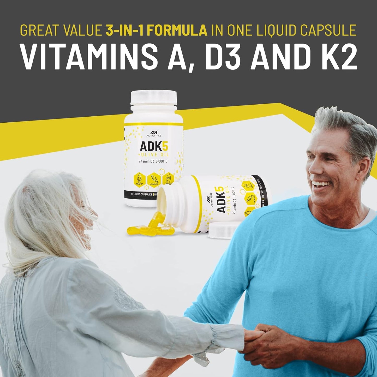 Best Over-The-Counter Prostate Health Supplement for Men - Alpha Rise ADK 5 Vitamin Support