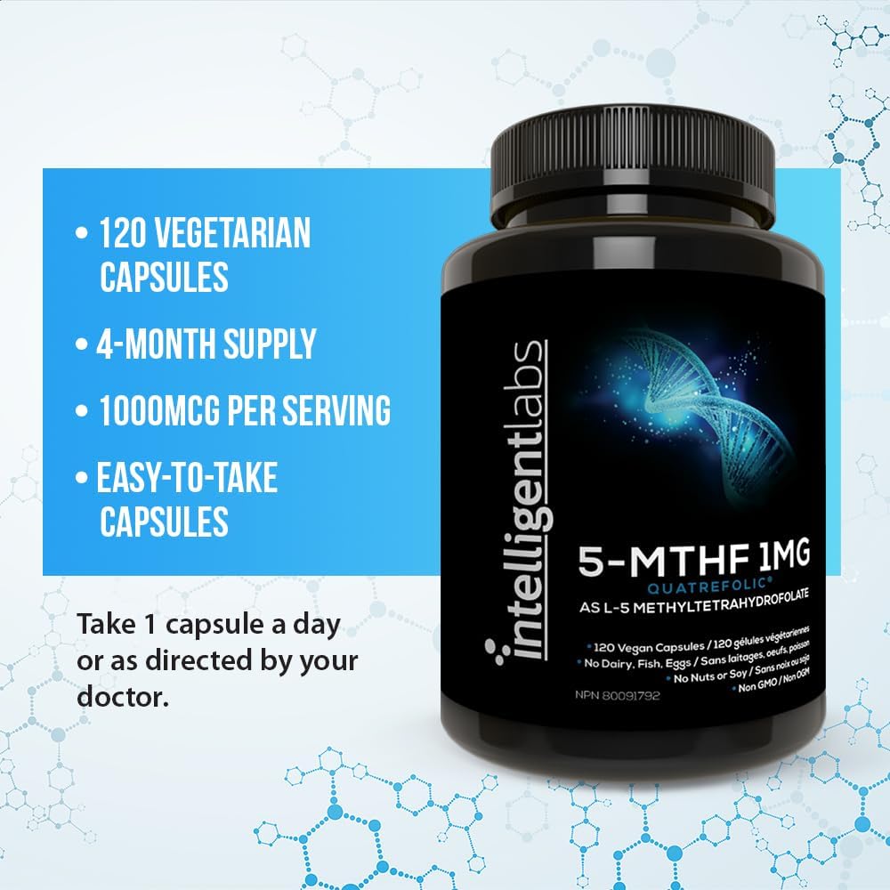 Best Value 5-MTHF Methylfolate Supplement 1MG - 120 Capsules, 4 Months Supply - Activated Folate - Quatrefolic Acid - 1000mcg Folic Acid