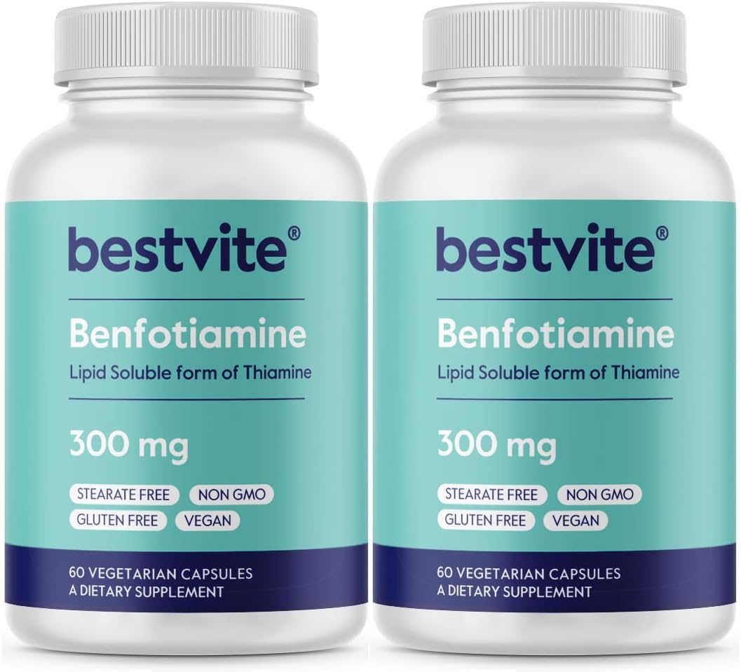 BESTVITE Benfotiamine 300mg Capsules - 120 Count - Vegan, Non-GMO, Gluten-Free - No Stearates, Silicon Dioxide - BoostGo Australia