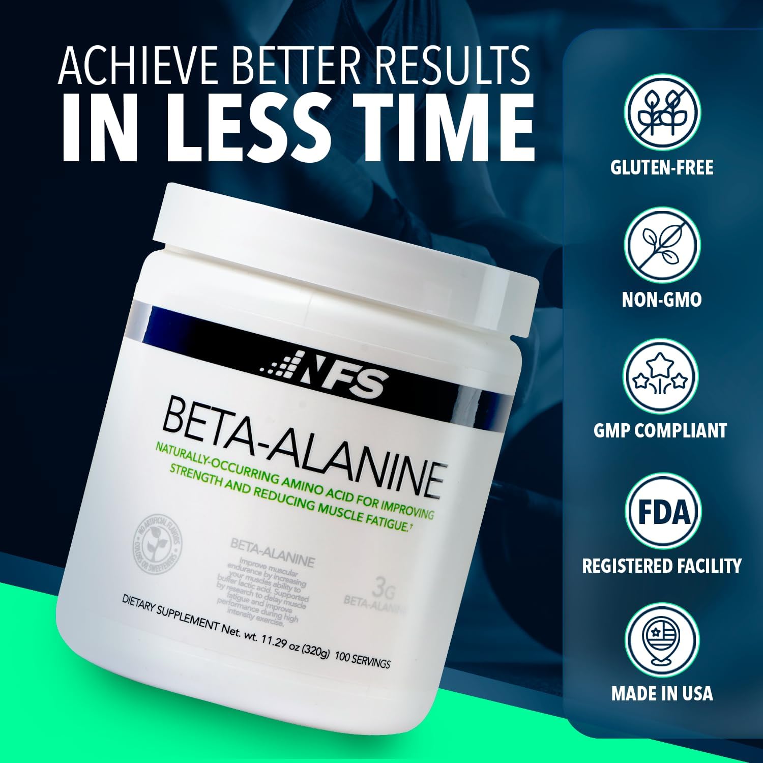 Beta Alanine Muscle Recovery Powder for Reduced Fatigue - 320g Dietary Supplement, Unflavored with No Artificial Sweeteners - Promotes Carnosine Levels in Muscles