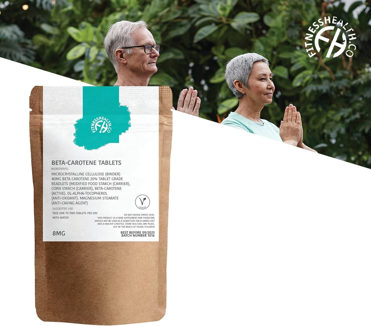 Beta-Carotene 8MG 120 Tablets - Pure Vitamin A Source for Healthy Skin & Immune System - Tanning Accelerator - Gluten & GMO-Free - Fitness Supplement