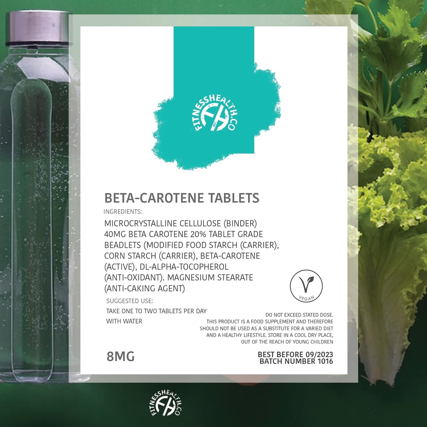 Beta-Carotene 8MG 120 Tablets - Pure Vitamin A Source for Healthy Skin & Immune System - Tanning Accelerator - Gluten & GMO-Free - Fitness Supplement