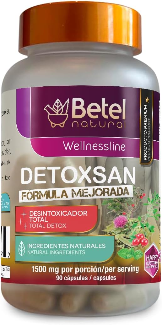 Betel Natural Detoxsan Capsules: Liver and Colon Cleanse with 1500 mg per Serving for Total Detoxification