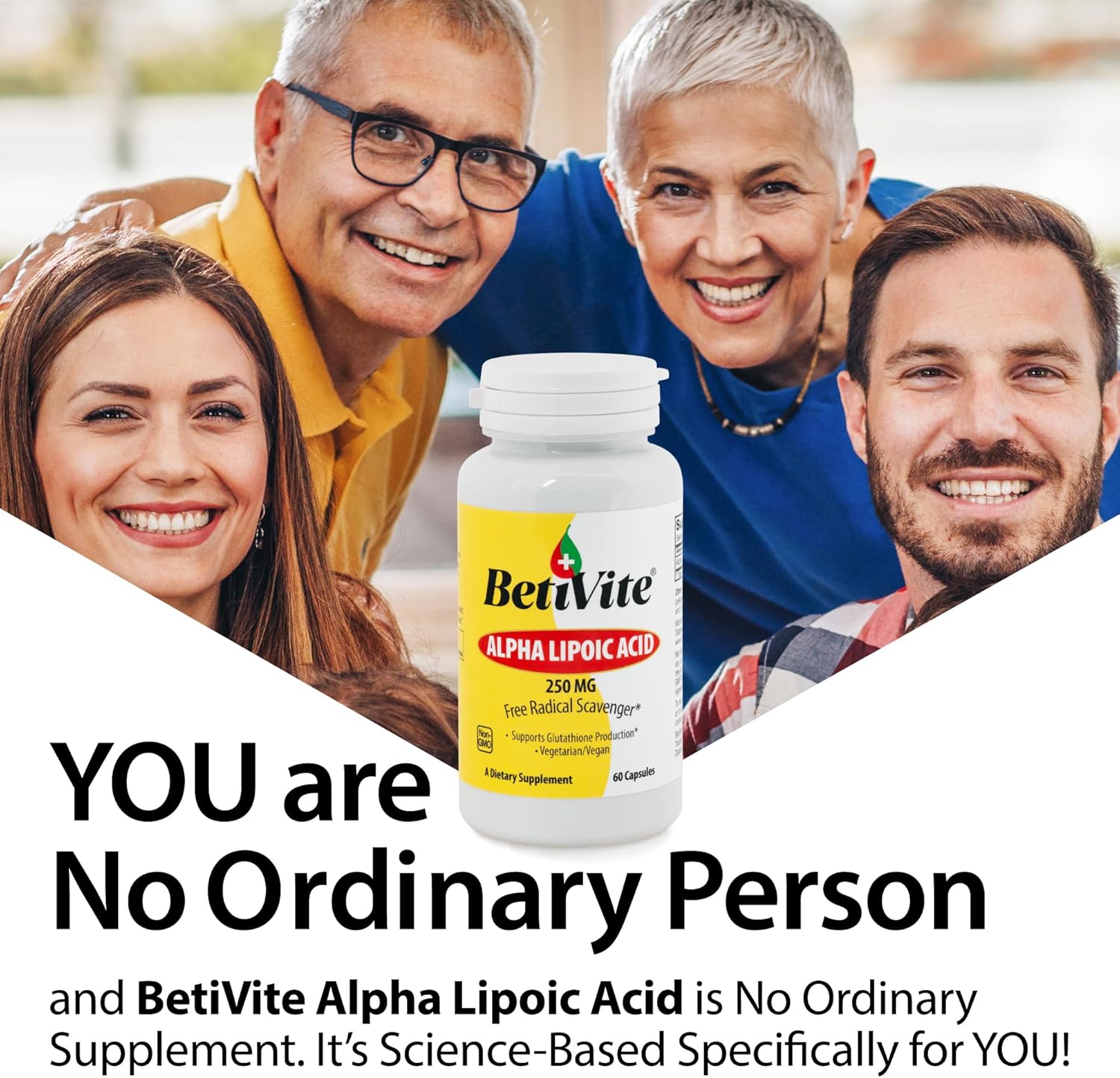 BetiVite Alpha Lipoic Acid 250 mg Supplements - 60 Vegetarian Capsules