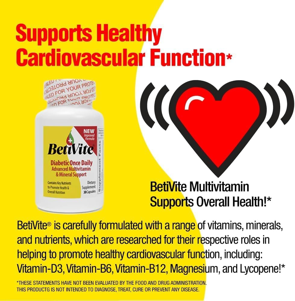 BetiVite Multi Vitamins with ALA, Lycopene, and Lutein for Nerve Function and Eye Health, 30 Day Supply