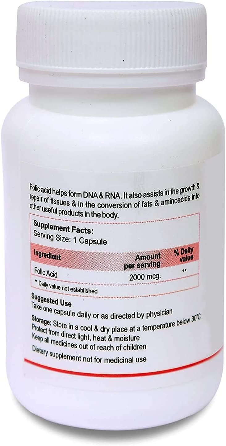 BETT Biotrex Folic Acid Supplement - 4000mcg Total - 120 Capsules Pack