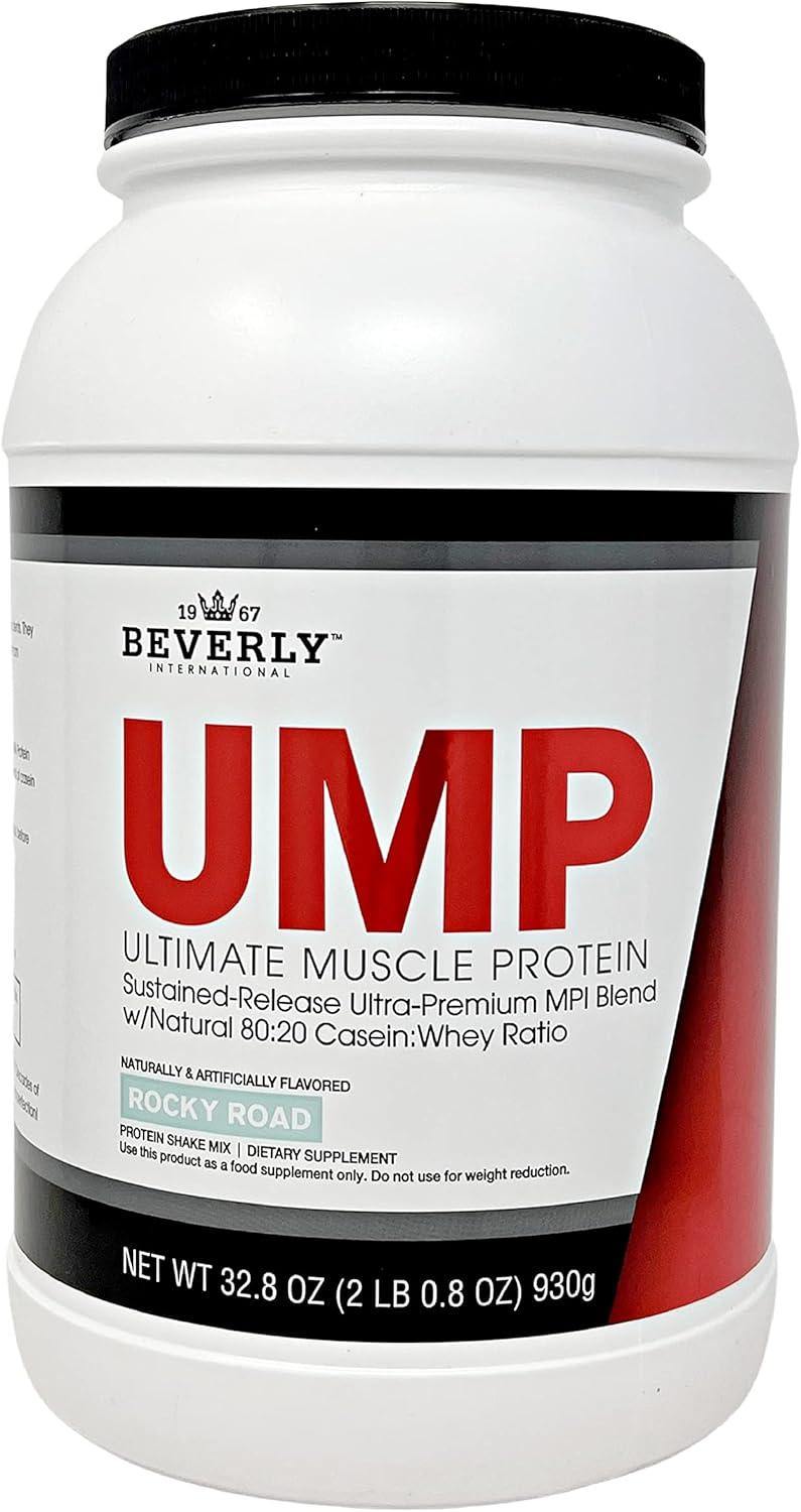 Beverly International UMP Protein Powder, Rocky Road Flavor - Lean Muscle with Whey-Casein Ratio - Digestive Friendly - 2lb Container
