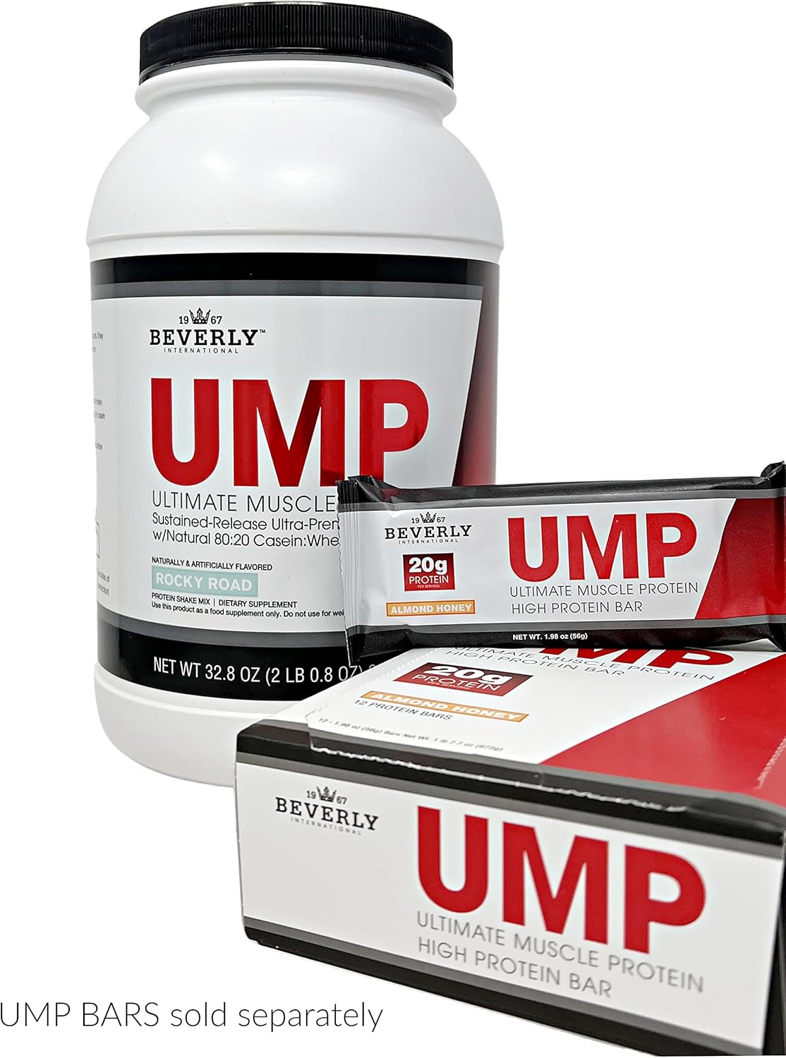 Beverly International UMP Protein Powder, Rocky Road Flavor - Lean Muscle with Whey-Casein Ratio - Digestive Friendly - 2lb Container