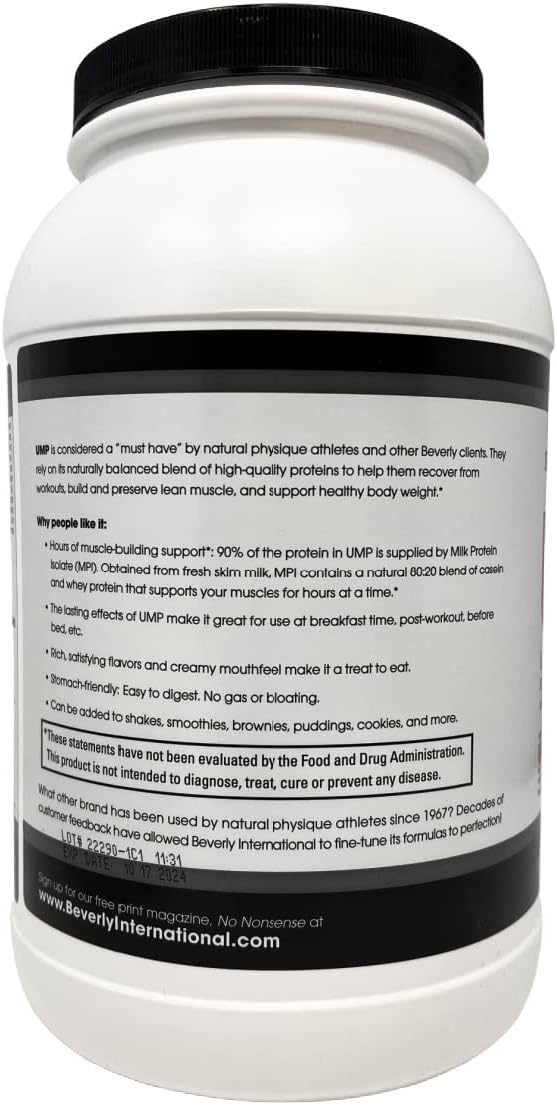 Beverly International UMP Protein Powder, Rocky Road Flavor - Lean Muscle with Whey-Casein Ratio - Digestive Friendly - 2lb Container