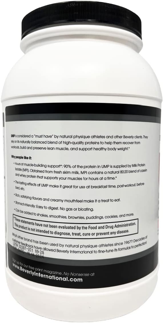 Beverly International UMP Protein Powder, Strawberry Flavor, 32.8 oz - Whey-Casein Blend for Lean Muscle, Digestion-Friendly, No Bloating.