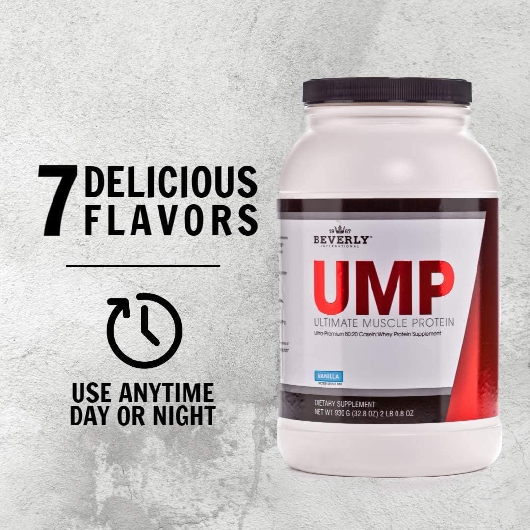 Beverly International UMP Protein Powder, Strawberry Flavor, 32.8 oz - Whey-Casein Blend for Lean Muscle, Digestion-Friendly, No Bloating.