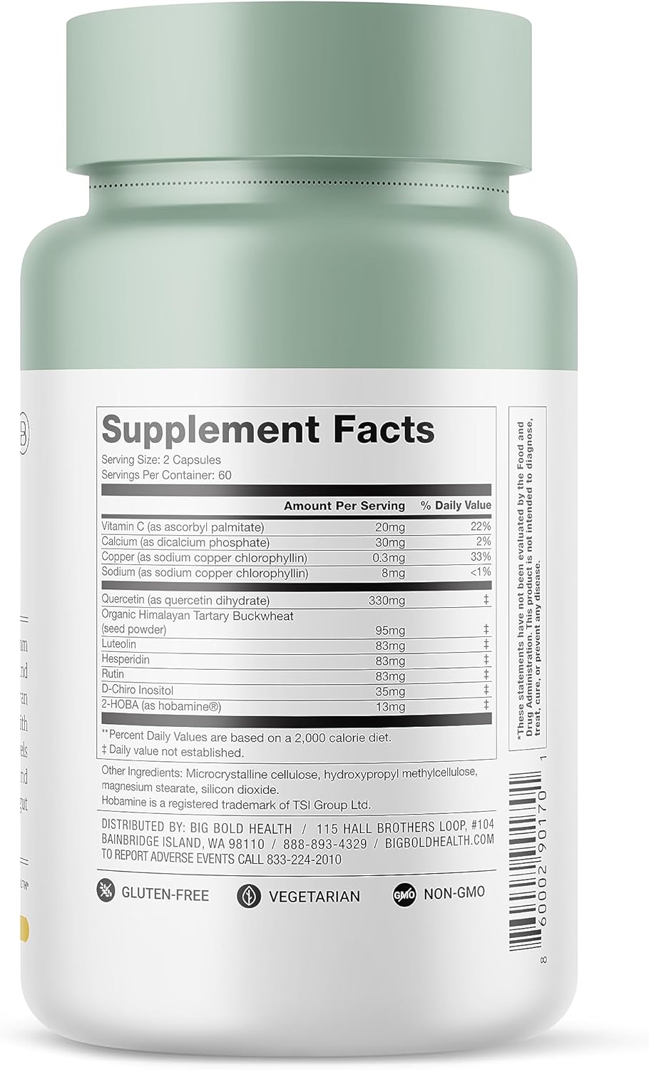 Big Bold Health HTB Rejuvenate - 2 Month Supply - Immune Support Supplement with Himalayan Tartary Buckwheat (120 Capsules)