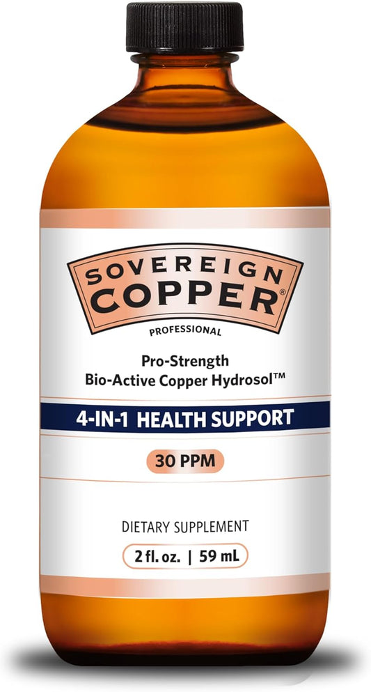 Bio-Active Liquid Copper Supplement for 4-in-1 Health Support, 2 fl oz - Sovereign Copper Pro-Strength Hydrosol