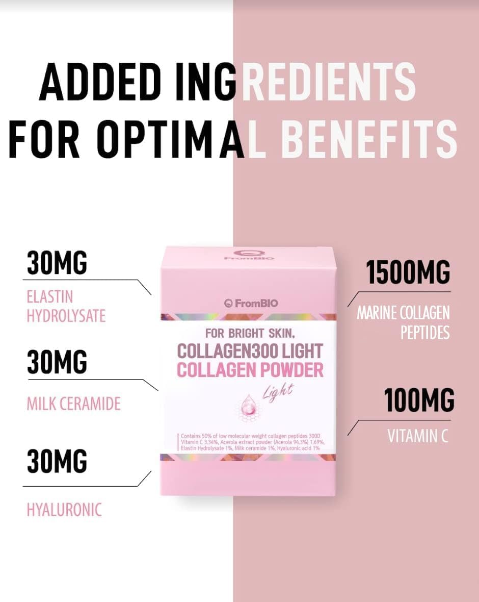 BIO Collagen 300 Light for Bright Skin - 1,500mg Low Molecular Weight Fish Peptides (28 Packets)