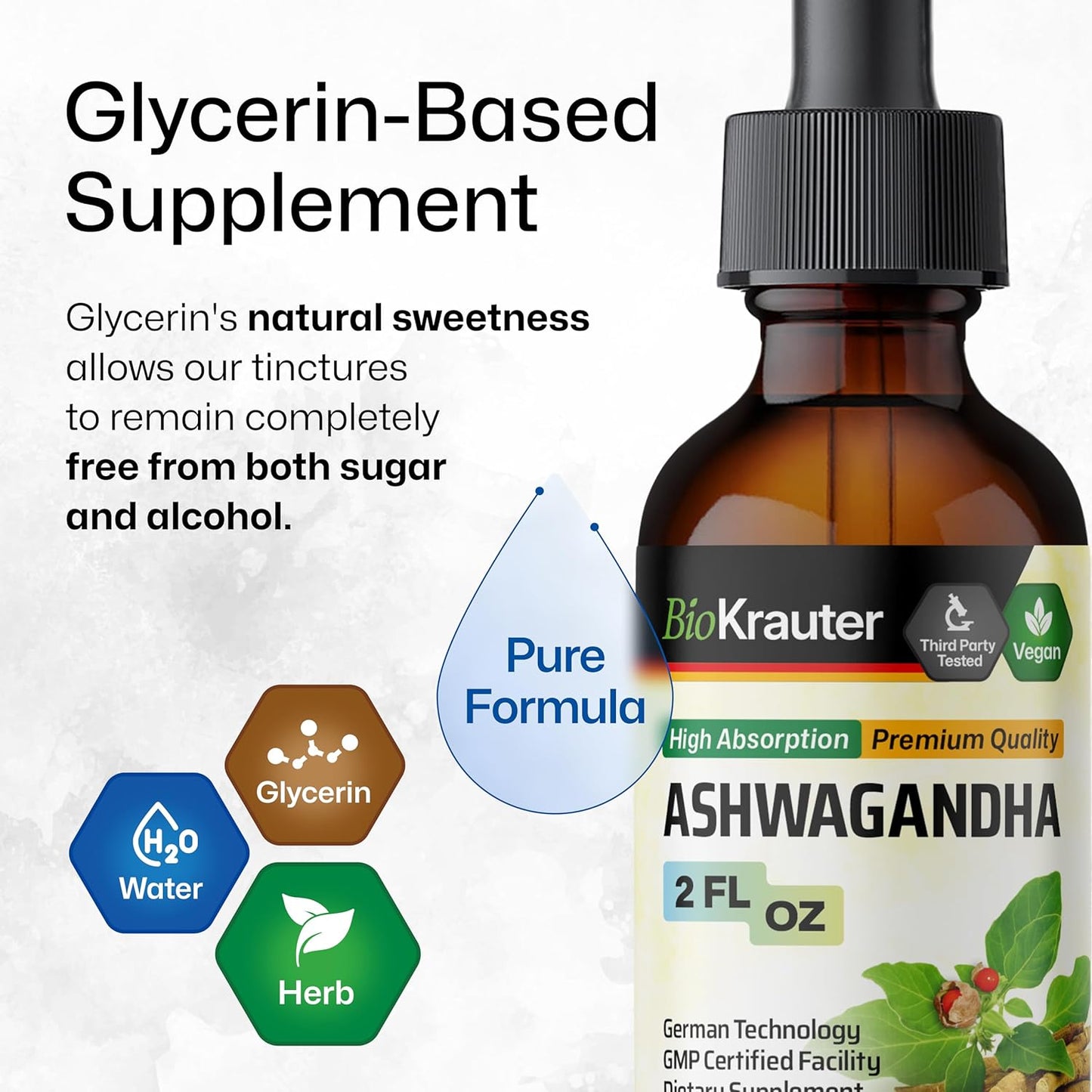 BIO KRAUTER Ashwagandha and Chamomile Tincture Bundle - 2 Fl. Oz. Each