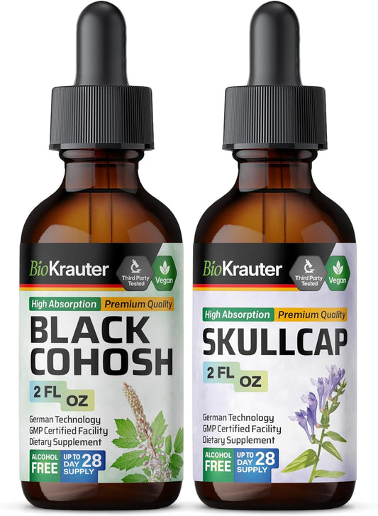 BIO KRAUTER Black Cohosh and Skullcap Tincture Bundle - 2 Fl. Oz. Each
