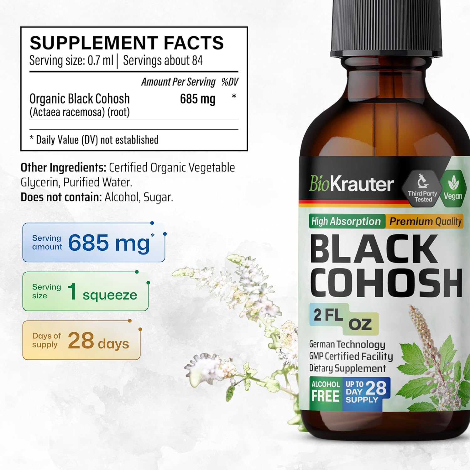 BIO KRAUTER Black Cohosh and Skullcap Tincture Bundle - 2 Fl. Oz. Each