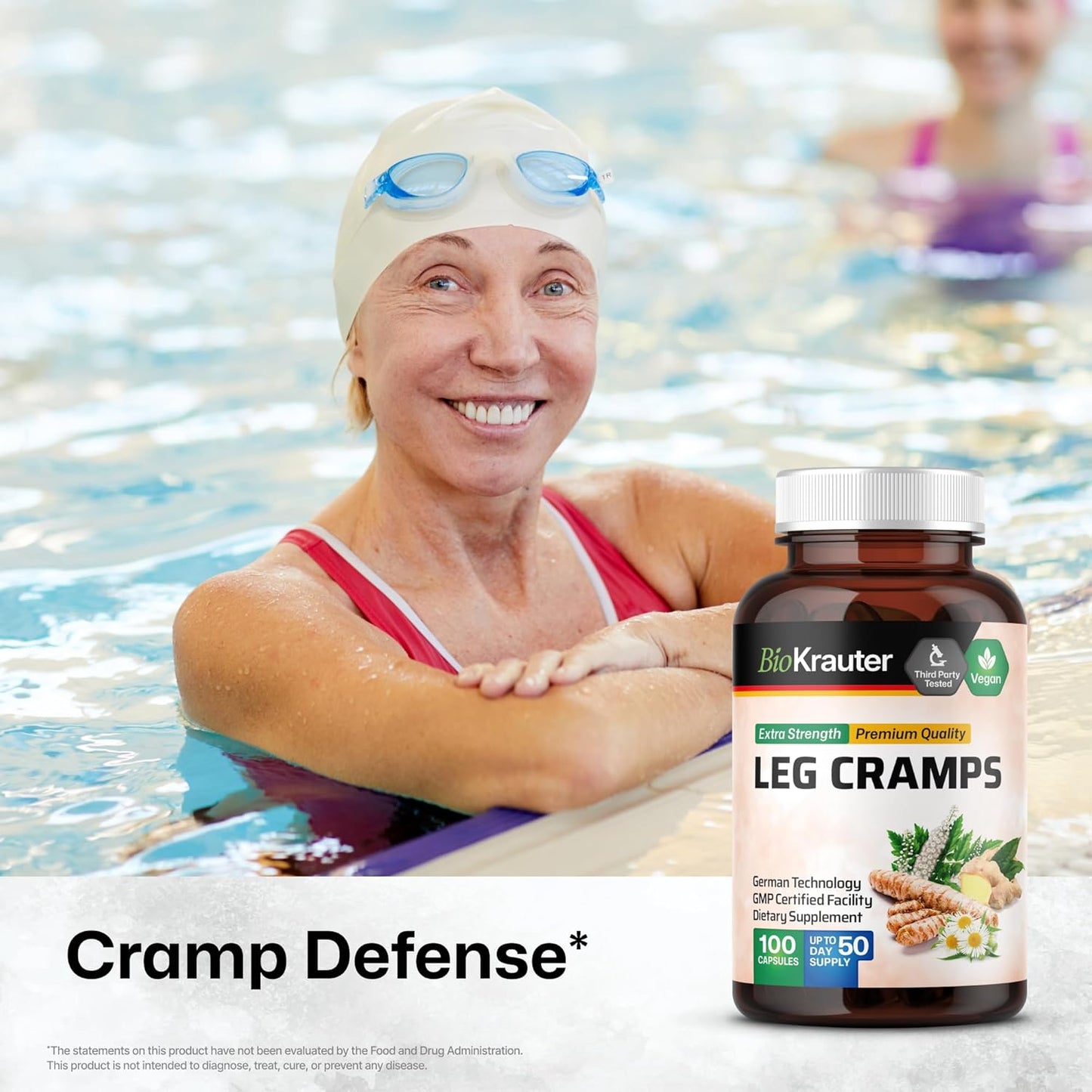 BIO KRAUTER Leg Cramps Capsules and Turmeric Tincture Bundle for Muscle Relief