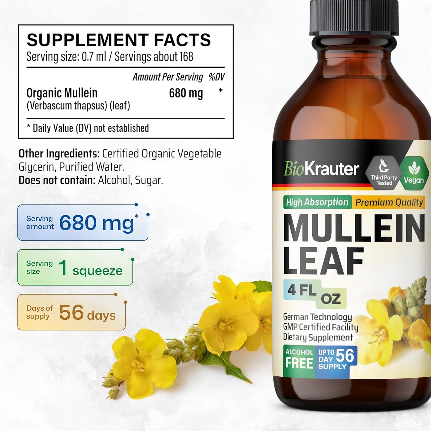BIO KRAUTER Lung Support Bundle: 60 Gummies & 4 Fl. Oz. Mullein Tincture for Respiratory Health