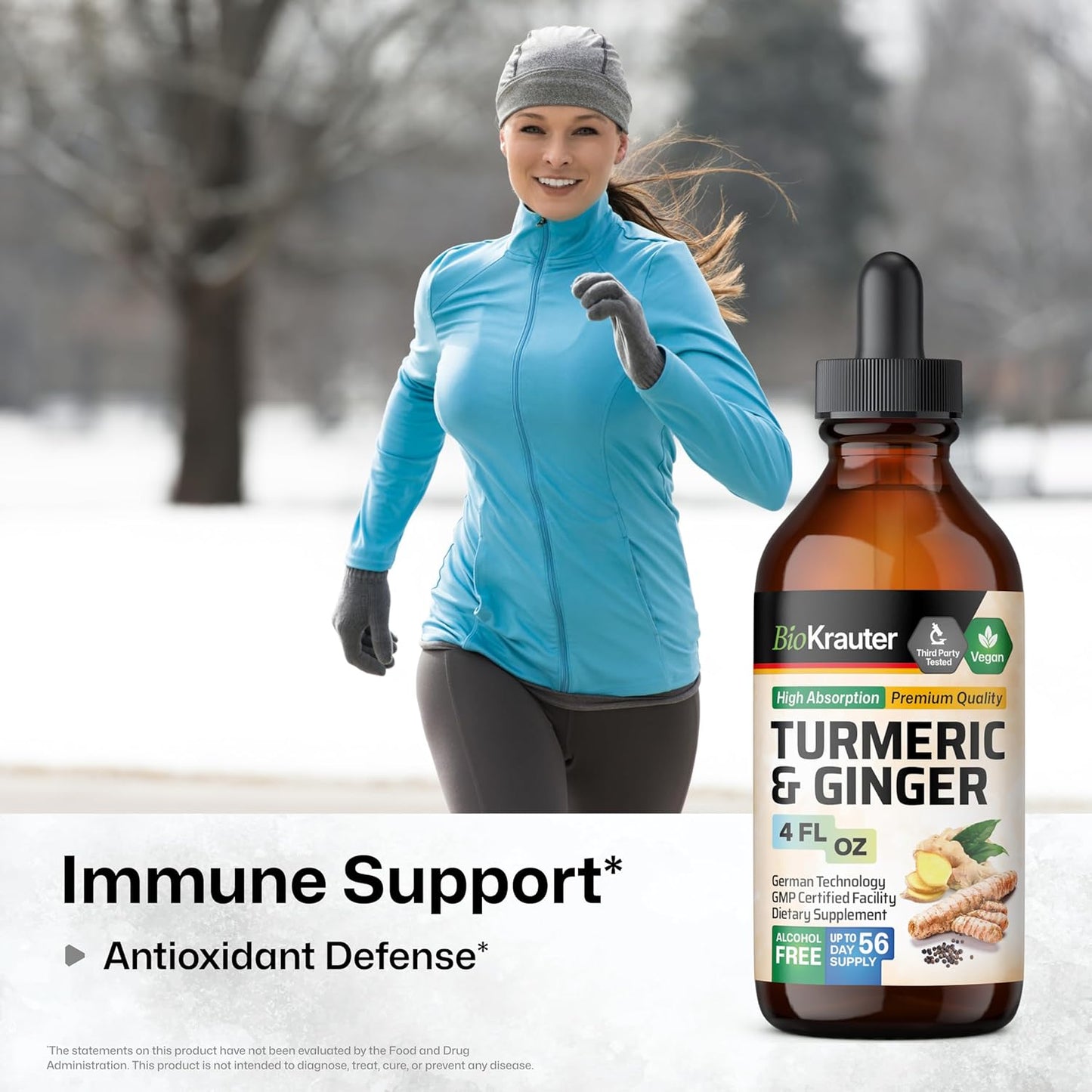 BIO KRAUTER Maca Ashwagandha and Turmeric Ginger Tinctures Bundle - 4 Fl. Oz. Each