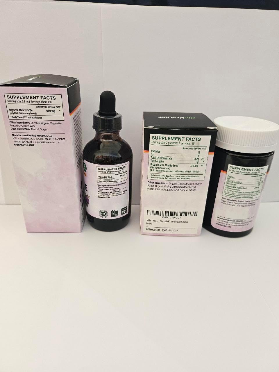 BIO KRAUTER Milk Thistle Gummies and Tincture Combo Pack - 60 Gummies & 4 Fl. Oz. Tincture