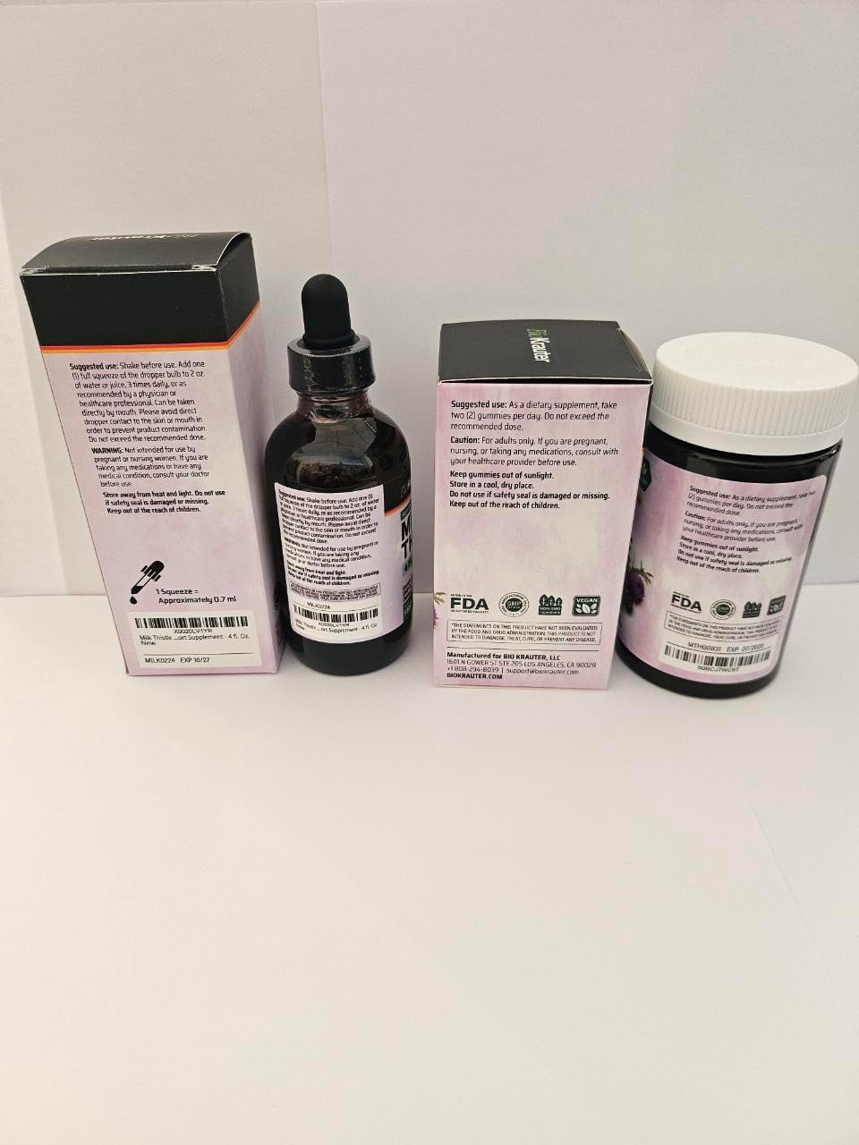 BIO KRAUTER Milk Thistle Gummies and Tincture Combo Pack - 60 Gummies & 4 Fl. Oz. Tincture
