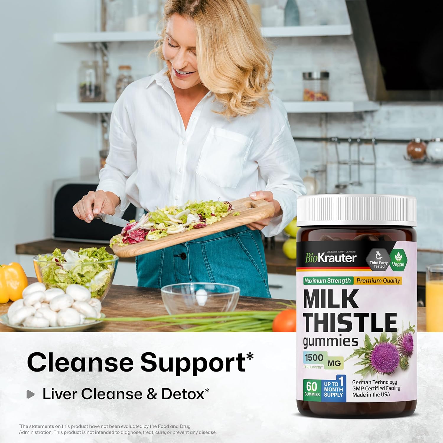 BIO KRAUTER Milk Thistle Gummies and Tincture Combo Pack - 60 Gummies & 4 Fl. Oz. Tincture