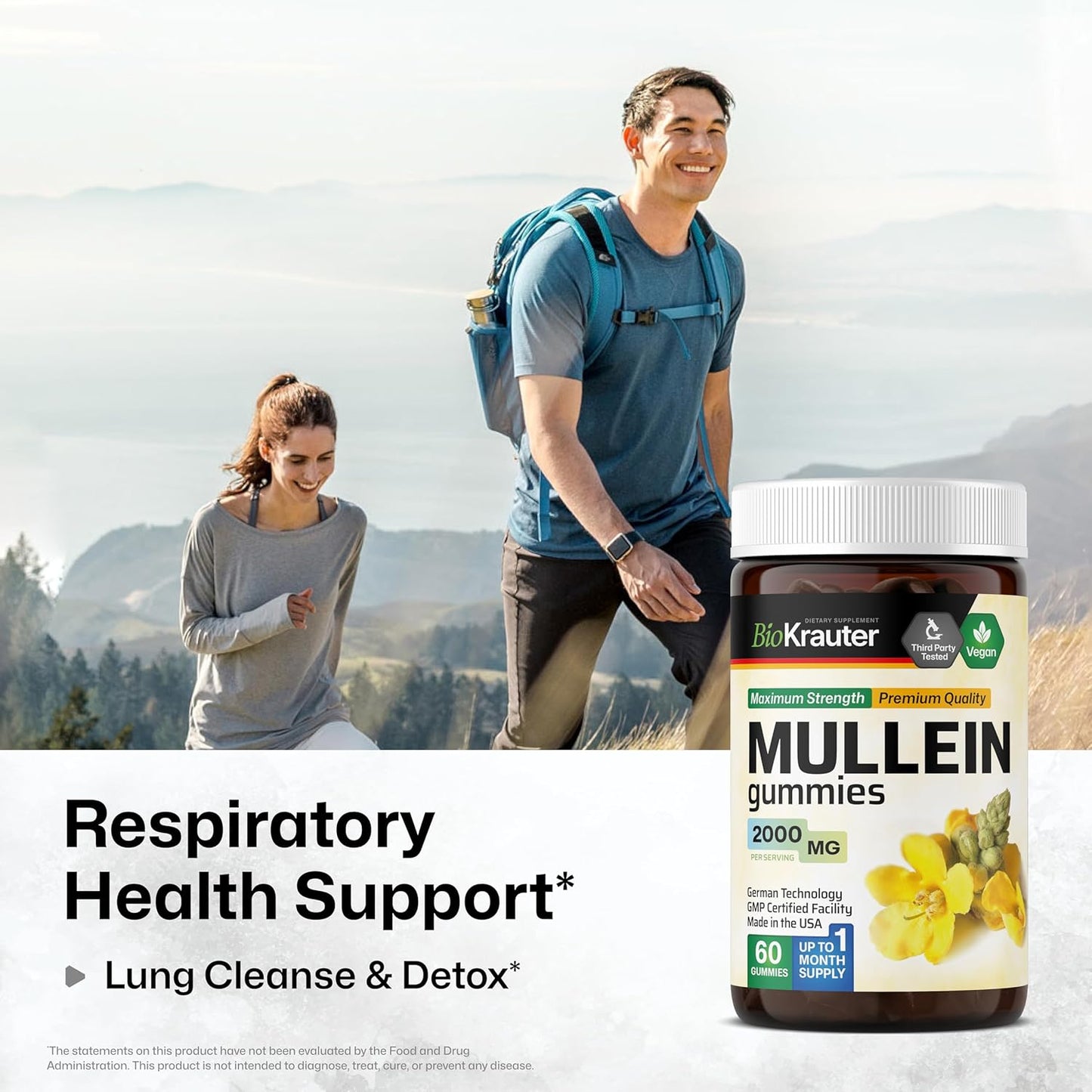 BIO KRAUTER Mullein and Lung Support Gummies - 120 Count