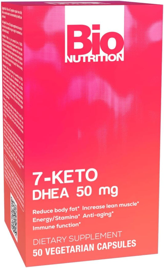 Bio Nutrition 7-Keto 50mg Capsules for Immune Health, Energy, and Stamina - Vegetarian DHEA Supplement