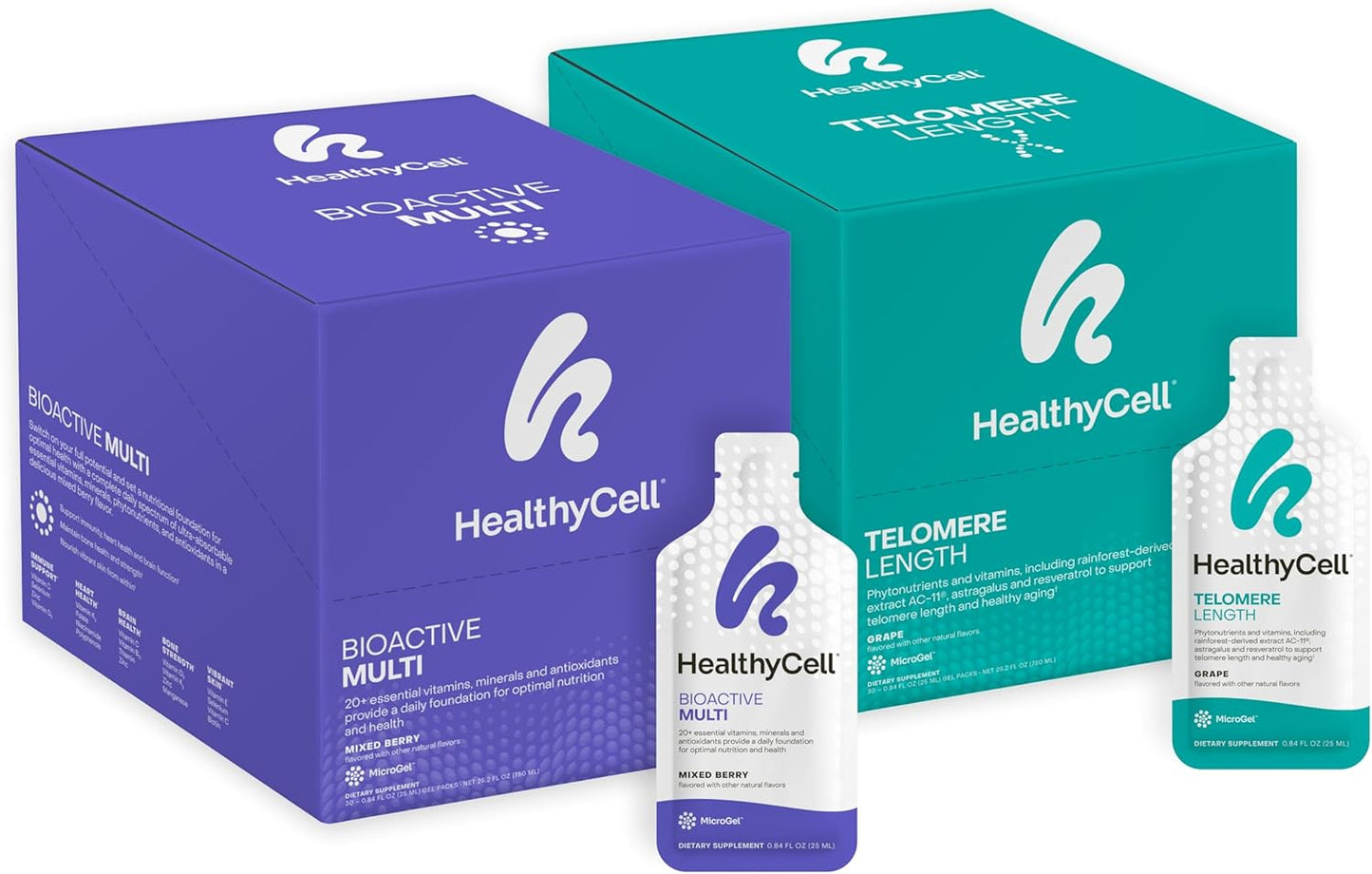 Bioactive Multi + Telomere Length Bundle - Daily Vitamins & Anti Aging Supplement for Men & Women - Maximum Absorption - 60 Gel Packs