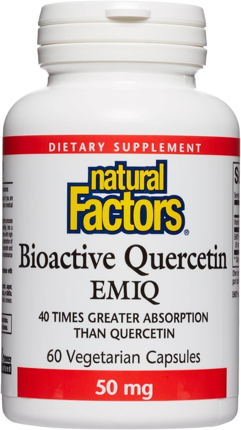 Bioactive Quercetin EMIQ 50 mg with Vitamin C Capsules - Sinus, Heart, and Immune Health Support