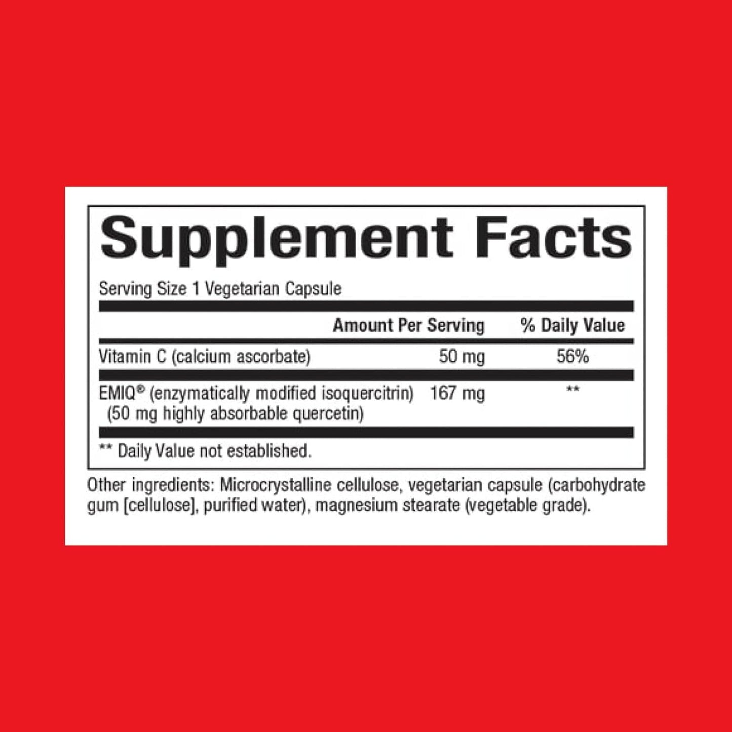 Bioactive Quercetin EMIQ 50 mg with Vitamin C Capsules - Sinus, Heart, and Immune Health Support