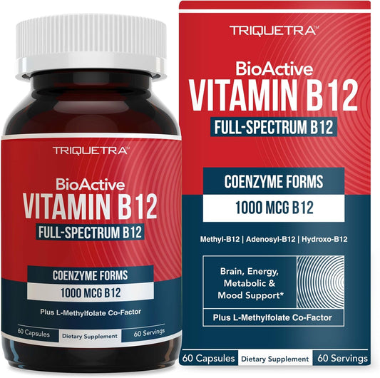 BioActive Vitamin B12 1000mcg with Methylfolate | Supports Energy, Mood & B12 Levels | Vegan & Non-GMO | 60 Servings