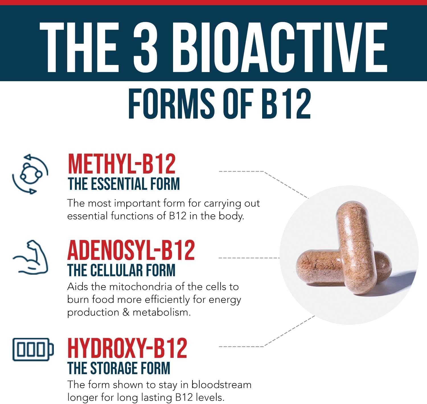 BioActive Vitamin B12 1000mcg with Methylfolate | Supports Energy, Mood & B12 Levels | Vegan & Non-GMO | 60 Servings