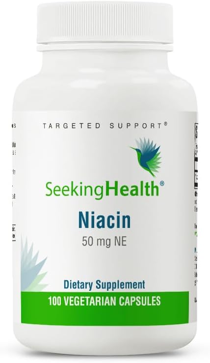 Bioavailable Niacin Supplement for Energy & Skin Health - 50mg, 100 Capsules