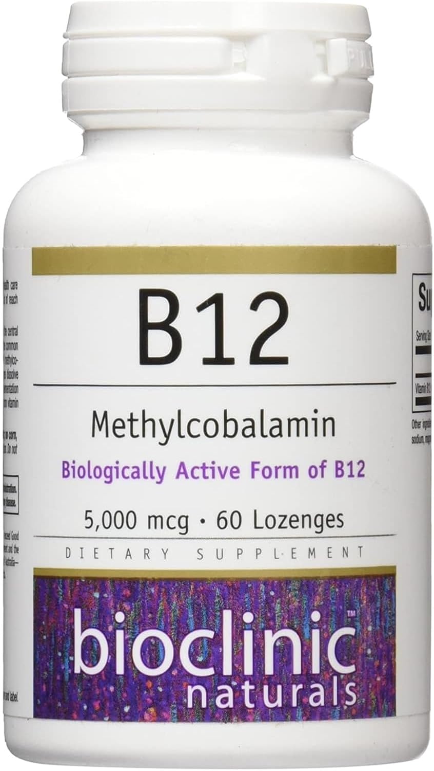 Bioclinic Naturals B12 Methylcobalamin 5000 mcg 60 Lozenges for Optimal Health