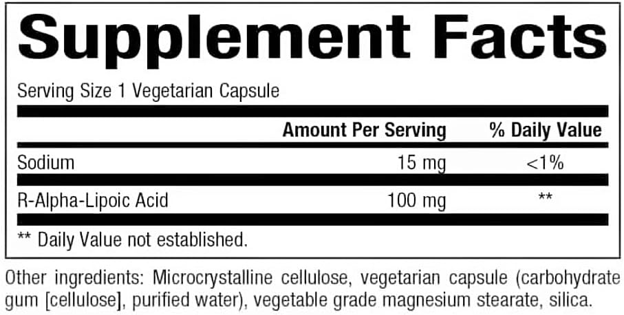 Bioclinic Naturals R-Alpha-Lipoic Acid 100mg 60 Vegetable Capsules for Antioxidant Support