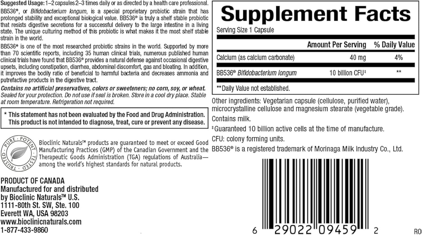 Bioclinic Probiotic Supplement with Pro Bb536 - 60 Vegetarian Capsules
