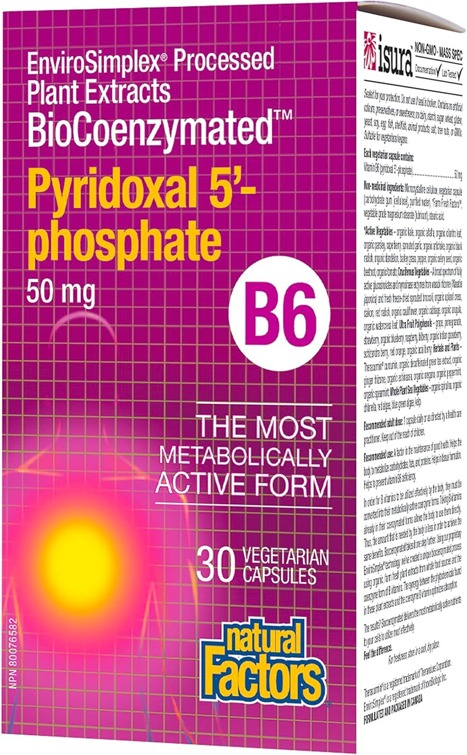 BioCoenzymated Pirodoxal 5'-Phosphate 50mg Capsules - Natural Factors - 30 Count