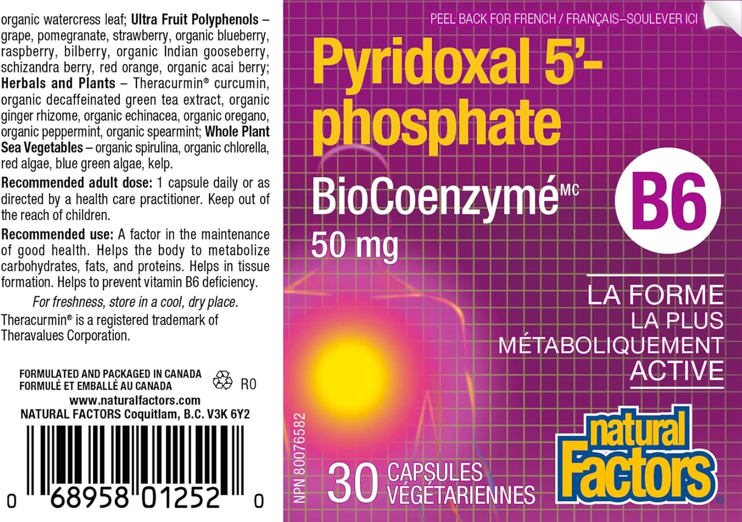 BioCoenzymated Pirodoxal 5'-Phosphate 50mg Capsules - Natural Factors - 30 Count