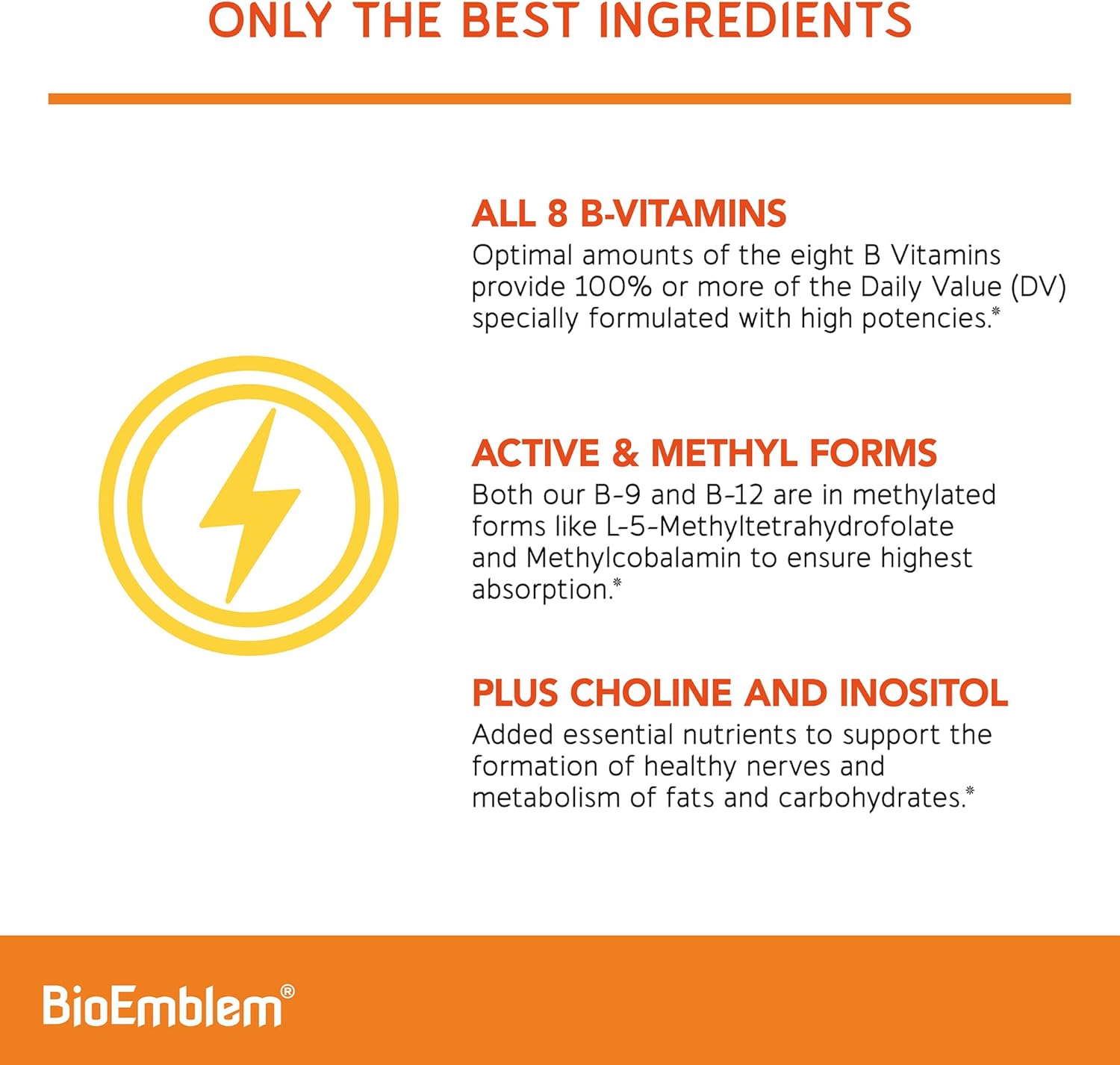 BioEmblem Vitamin B-Complex and Probiotics Supplement for Men and Women - Supports Energy, Immunity, and Digestive Health