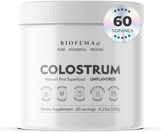 BIOFEMA Colostrum Powder: Superfood for Gut Health, Immune Support, Recovery, Skin, Hair & Nails