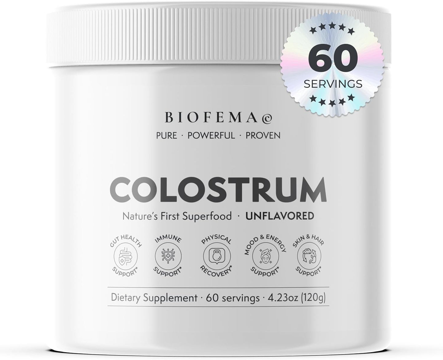BIOFEMA Colostrum Powder: Superfood for Gut Health, Immune Support, Recovery, Skin, Hair & Nails