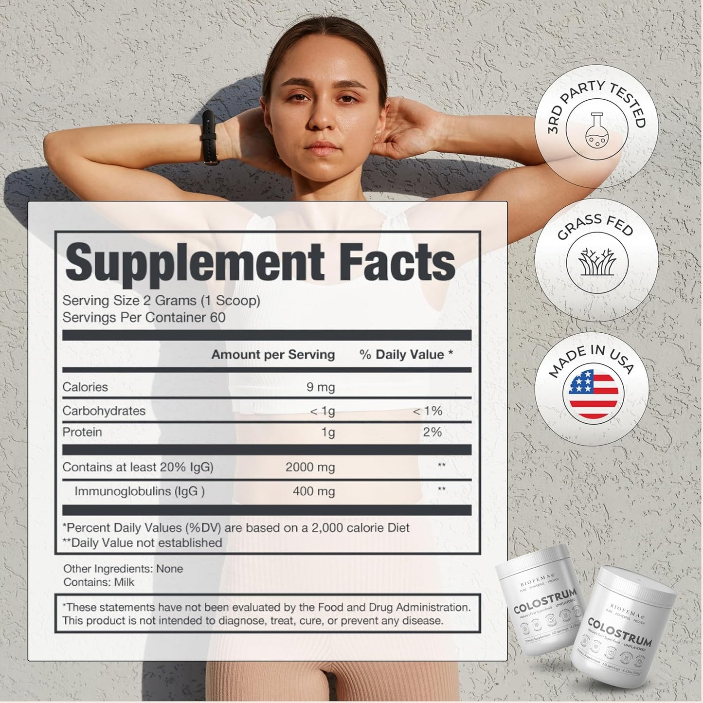 BIOFEMA Colostrum Powder: Superfood for Gut Health, Immune Support, Recovery, Skin, Hair & Nails