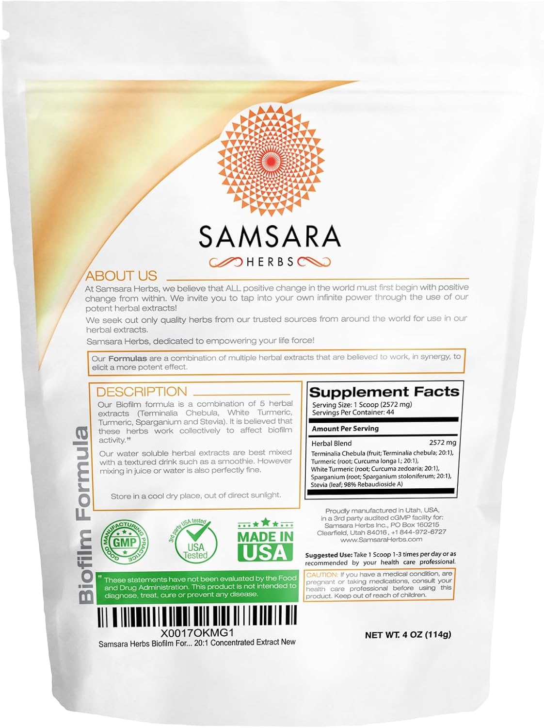 Biofilm Formula Herbal Powder 4oz - Samsara Herbs 20:1 Concentrated Extract