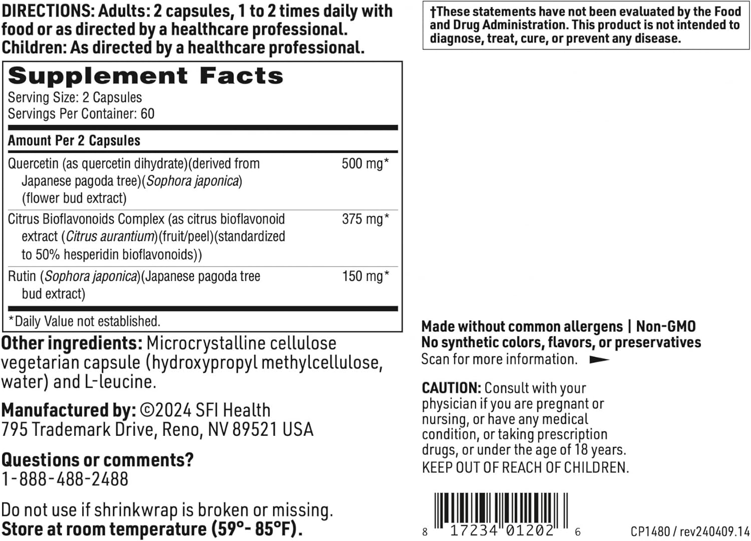 Bioflavonoid Complex Supplement for Immune, Cardiovascular, and Antioxidant Support - 120 Capsules