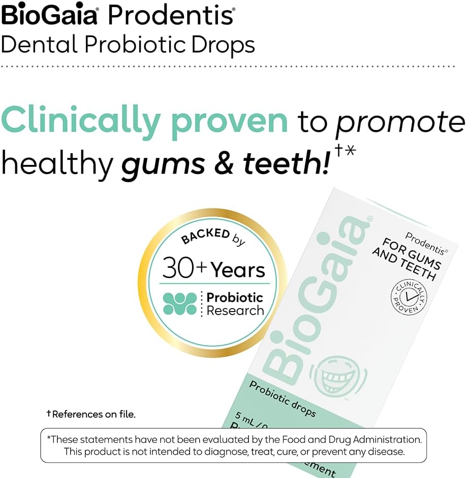 BioGaia Prodentis Dental Probiotic Drops for Healthy Gums & Teeth - Defend Against Dental Issues - Restore Oral Microbiome - Enhance Oral Health - 25 Day Supply